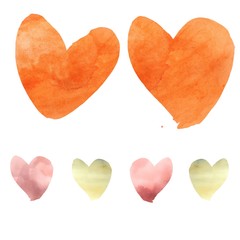 Watercolours heart colorful orange green rose rosa love drawing 