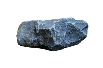 Limestone isolated on white background. Limestone is a sedimentary rock composed of skeletal fragments of marine organisms, There is noise and grain caused by the texture of the stone. 