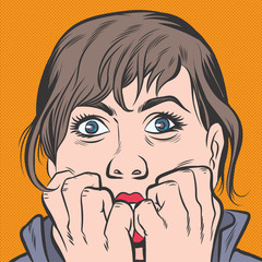 Emotional images, A woman who is frightened. Pop art retro vector illustration vintage kitsch drawing,Comic Book Work Style