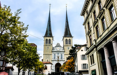 Fototapeta na wymiar The Church of St. Leodegar. Lucerne, Switzerland