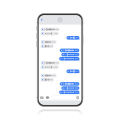 Smartphone with voice chat chat screen. Sms bubble template for creating dialogs. Modern vector illustration flat style.