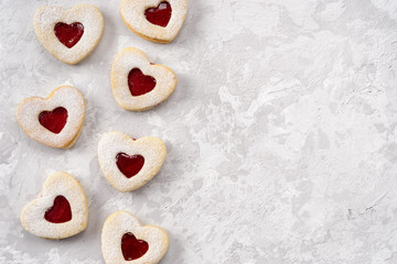 Heart shaped Linzer cookies for Valentines day with love