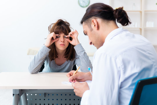 Mentally ill woman patient during doctor visit