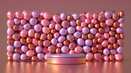 Beautiful background with beads, particles and simulation. 3d illustration, 3d rendering.