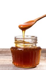 Golden honey, natural, golden, crystalline and healthy.