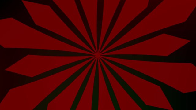 Red fan on a white background in the shape of a circular spiral that rotates clockwise, with an anchor point positioned in the center.