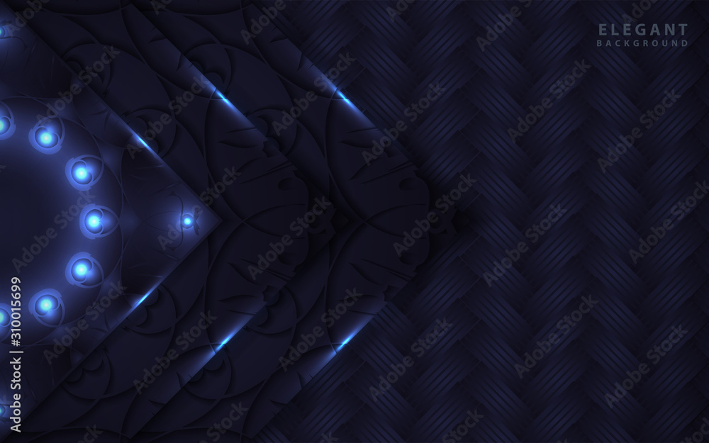 Poster dark abstract background with paper shapes overlap layers. luxury and modern concept texture with si