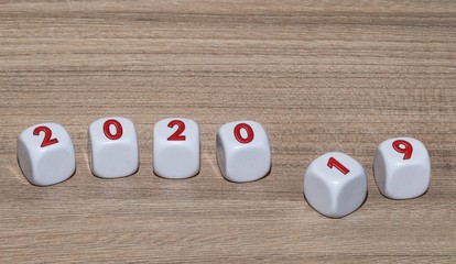 Conceptual dice for the new year 2020 that arrives