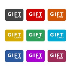 Gift card color icon set isolated on white background