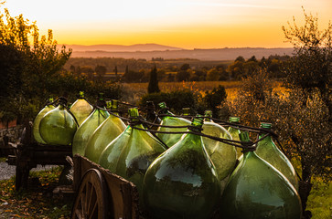 Glass barrel in a Chianti landscape