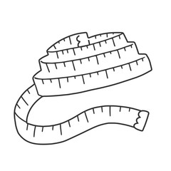Measuring tape, vector  illustration, minimal  line art drawing isolated on white. symbol of needlework, sewing and crafts, good as icon or logo.