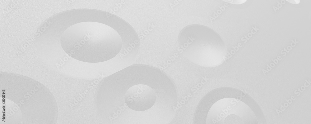 Poster white abstract futuristic background with round geometry and copy space for text, large empty space,