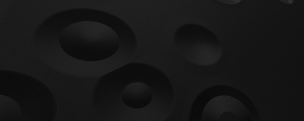 black abstract futuristic background with round geometry and copy space for text, large empty space, wallpaper