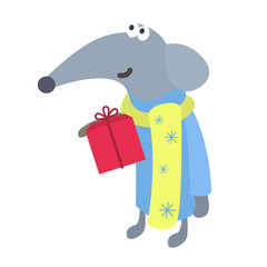 Cute New Year grey rat