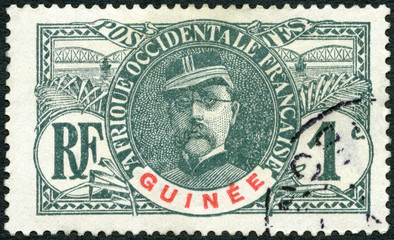 GUINEA - 1906: shows General Louis Leon Cesar Faidherbe (1818-1889), Faidherbe Bridge, 1906