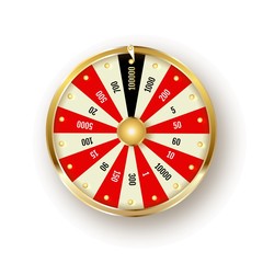 Eight segmentation fortune wheel lottery object. Gamble jackpot prize spin with shadow.