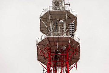 telecommunication tower with antennas. close up