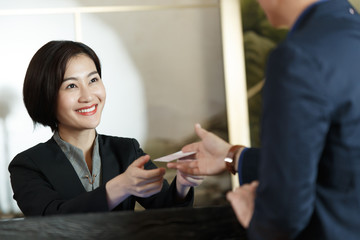 Business man for hotel registration