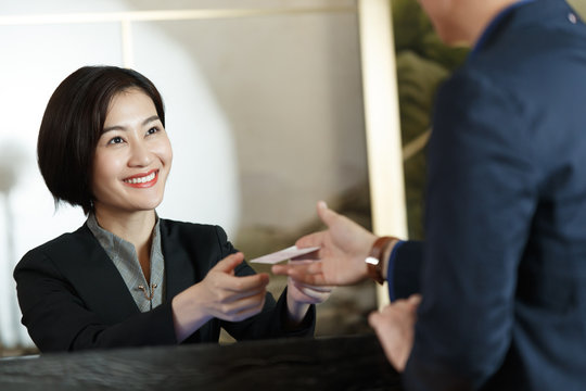 Business man for hotel registration