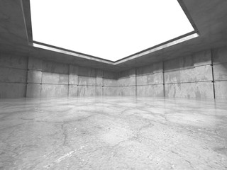 Dark concrete empty room. Modern architecture design