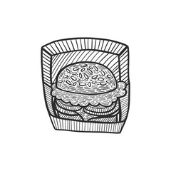 Hand drawn burger. Vector illustration.