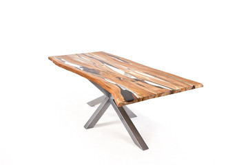 wooden table isolated on white background	