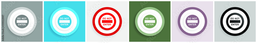 Aufkleber do not enter icon, access, entry vector illustrations in 6 colors options for web design and mobile 