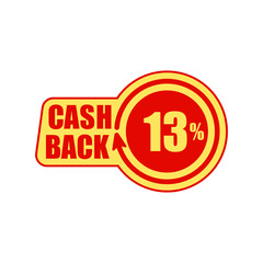 Sticker, tag, label, icon. CASH BACK 13%. Vector illustration.