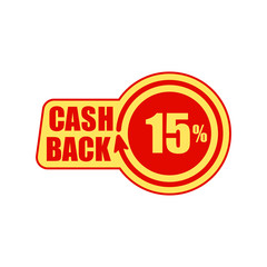 Sticker, tag, label, icon. CASH BACK 15%. Vector illustration.
