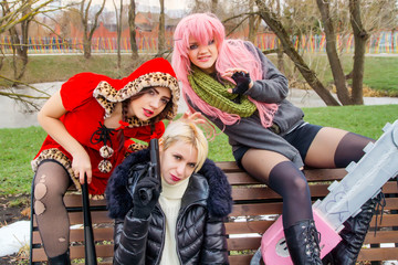 a thematic series of photos Xmas X-mas Christmas No More a group of beautiful hooligans meets Santa...
