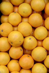 Oranges in the rack at the supermarket