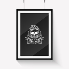 Barbershop logo angry sticker with skull