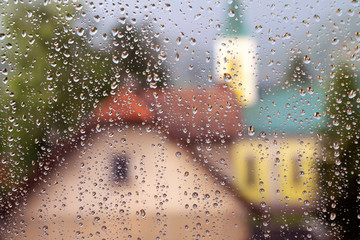 Rain drops on window glass