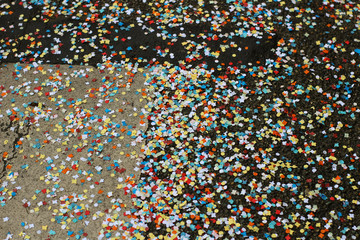 Colorful confetti on the floor