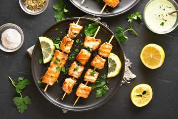 Barbecue salmon skewers