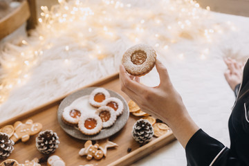 Fototapeta na wymiar Christmas cookies with New Year's decor