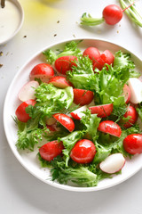 Radish salad with lettuce leaves