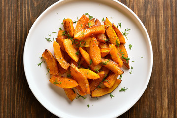 Baked pumpkin slices