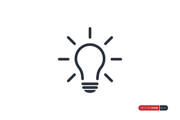 Light Bulb Icon Line isolated on white background. Flat Vector Icon Design Template Element