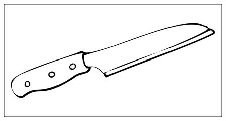 Black silhouette kitchen knife isolated on a white background.