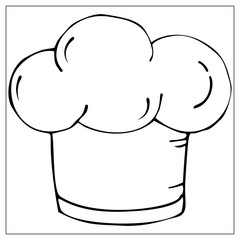 Black silhouette chef hat isolated on a white background.