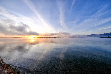 Dawn on Chiemsee Lake. Bavaria, Germany