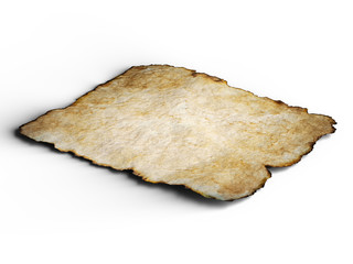 Aged brown paper with burned edges. 3d illustration