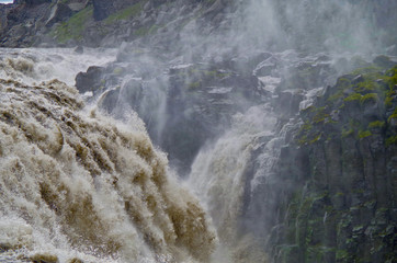 The Power and magic of powerful Iceland Dettifoss Waterfall Cascade