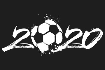 Abstract numbers 2020 and soccer ball from blots