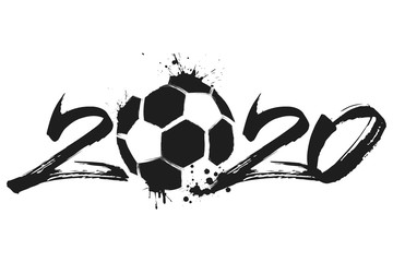 Abstract numbers 2020 and soccer ball from blots © mityay_pg