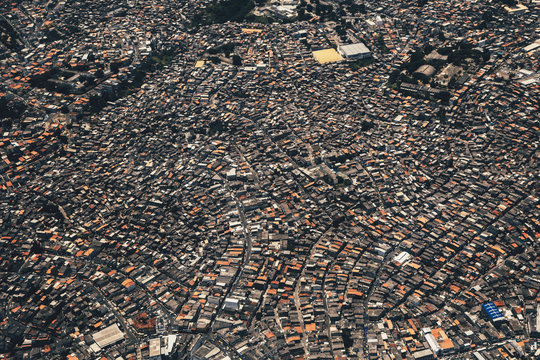 Aerial view of city buildings