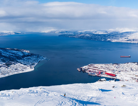 Rocky coast at winter