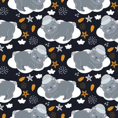 Wall murals Sleeping animals Bear sleeping on the cloud. Nursery pattern, animal theme