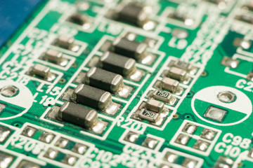 closeup of electronic circuit board